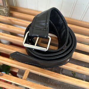 Black Faux Leather Belt With Silver Buckle Replacement Belt Soft